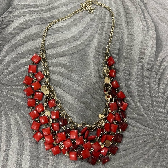 Very elegant necklace in gold and red - Picture 1 of 2
